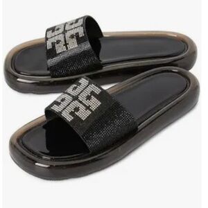 TORY BURCH Black Bling Bubble Jelly Slides SZ: 7